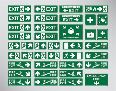 Premium Vector | Green Emergency Exit Signs, Icon and Symbol Set ...