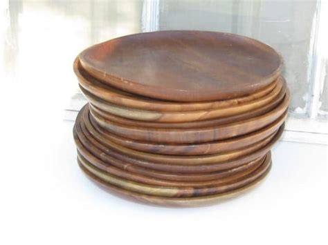 Vintage Rustic Wooden Plate Set by FolkLura on Etsy