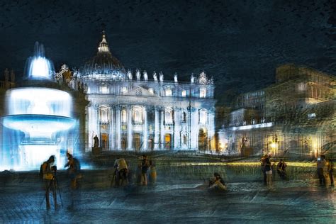 St. Peter\'s Square At Night Photograph by Nicodemo Quaglia - Fine Art ...