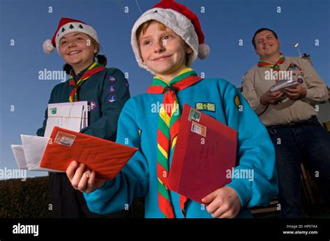 Scouts Christmas mail delivery in Newport, Wales, UK, with scouts ...