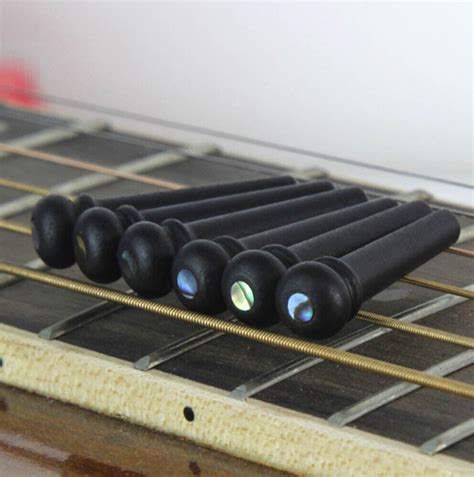 For Acoustic Guitar Ebony Bridge Pins With Abalone Dot Brass Circle ...