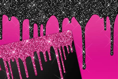 Pink and Black Dripping Glitter Backgrounds By Digital Curio ...