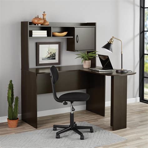 Mainstays L-Shaped Desk With Hutch, Espresso | lupon.gov.ph