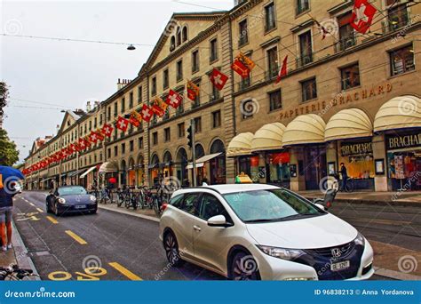 Geneva City Center Street View Editorial Stock Photo - Image of drive ...