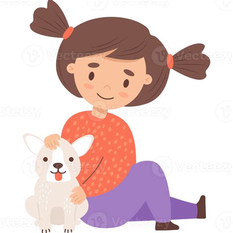 Cute girl with puppy 32477047 PNG