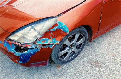 Sports Car Damaged in an Accident, Side View. Stock Image - Image of ...