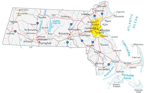 Map of Massachusetts - Cities and Roads - GIS Geography