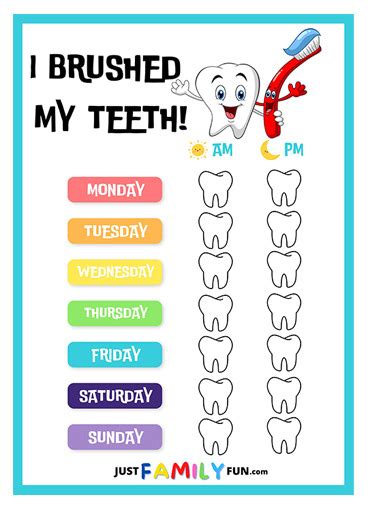 Free Printable Tooth Brushing Chart For Kids | Just Family Fun