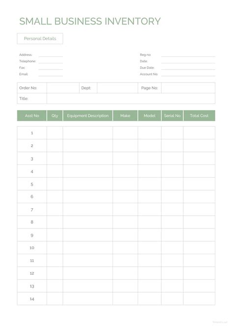 Small Business Inventory Template in Microsoft Word, Excel, Apple Pages ...