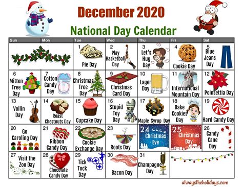 December National Day Calendar - Free Printable Calendars