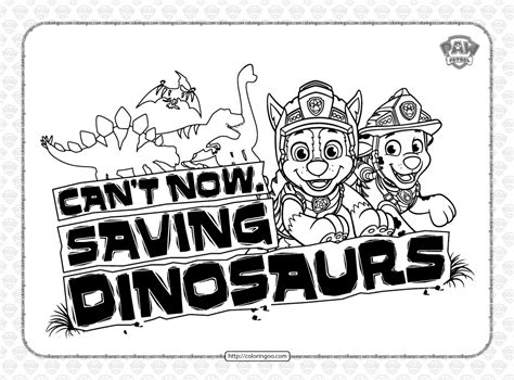 Paw Patrol Can't Saving Dinosaurs Coloring Page - Ukup