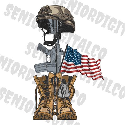 Fallen Soldier Tribute Png,us Army War Hero Boots Dog Tag Gun Helmet ...