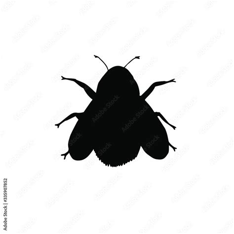 Vector black bumblebee bee silhouette isolated on white background ...