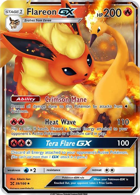 Flareon GX Custom Pokemon Card | Pokemon, Thẻ pokemon, Động vật