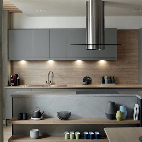 In a striking shade of grey, this handleless, super matt cabinet door ...