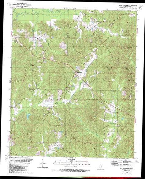 Four Corners topographic map, MS - USGS Topo Quad 32089h3