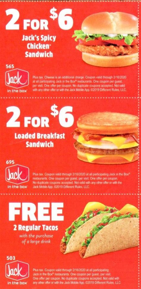 Jack in the Box Coupon Code: 2 for $6 Loaded Breakfast Sandwich code: 695