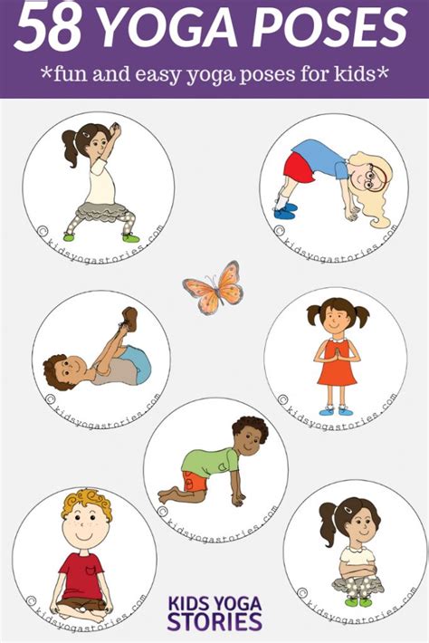 the yoga poses for kids are shown in this poster