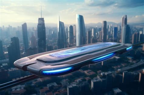 Premium AI Image | Futuristic hoverboard gliding above a cityscape sh ...