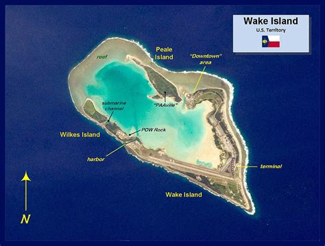 Detailed Wake Atoll NASA photo map with marks | Wake Atoll | Oceania ...