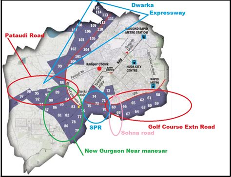 Map Of Gurgaon City Sector Wise - Wall Of China Map