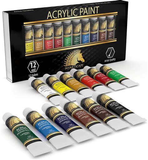 Amazon.com: MyArtscape Acrylic Paint Set - 12 x 12ml Tubes - Lightfast ...