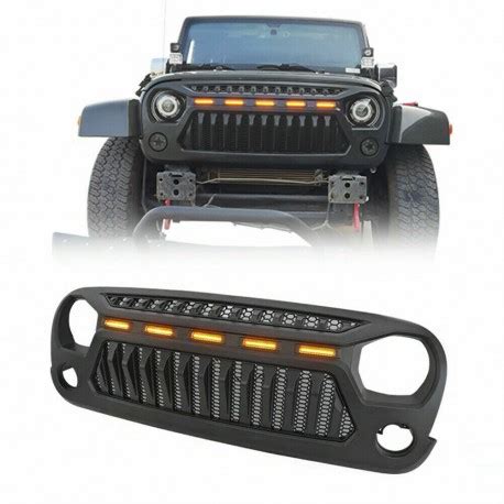 JEEP JK WRANGLER 2007-2017 FRONT VERTICAL BAR GRILLE WITH DRL AMBER LIGHTS