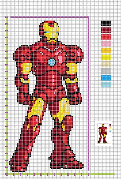 Iron Man Cross Stitch Pattern Pixel Art Grid Cross Stitch Patterns ...