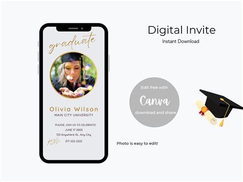 Digital Graduation Invitation Instant Download Editable - Etsy