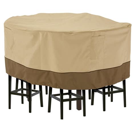 Classic Accessories Veranda Large, Tall, Round Patio Table and 8 Tall ...