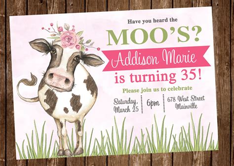 Cow Birthday Party Invitation - Digital or Printed on Storenvy