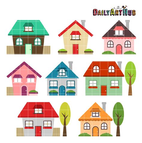 Cute Houses Clip Art Set | Daily Art Hub