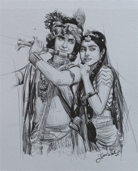 The Art of Serial Radha Krishna Pencil Sketch