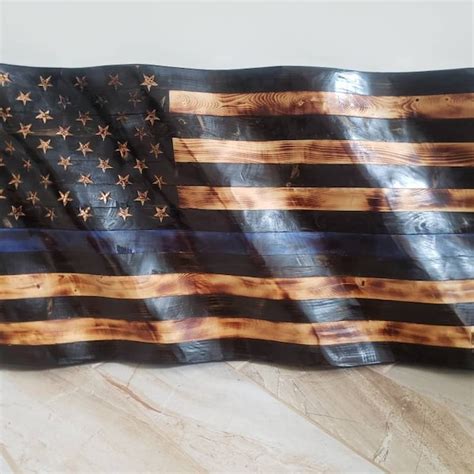 Wooden Thin Blue Line Flag - Etsy