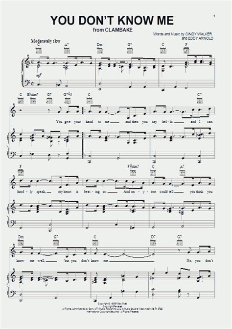 You Don't Know Me Piano Sheet Music | OnlinePianist