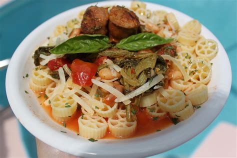 Wagon Wheel Pasta With Broccoli Rabe, Beans, Sausage Pomodoro | What's ...