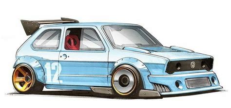 #VolkswagenGolfMk1 | Cool car drawings, Car drawings, Art cars