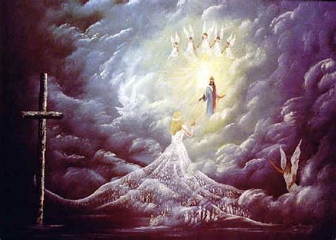 an image of jesus surrounded by angels in the clouds