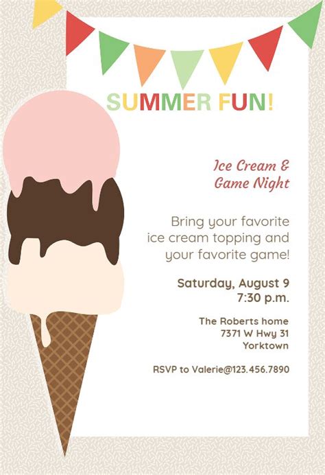 Ice Cream Social Invitation Free Template