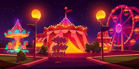 Free Vector | Cartoon style carnival funfair background