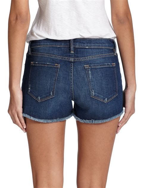 Lyst - Frame Le Cut-off Denim Shorts in Blue