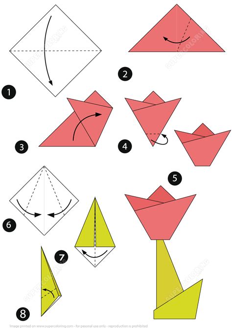 How to Make an Origami Tulip Step by Step Instructions | Free Printable ...