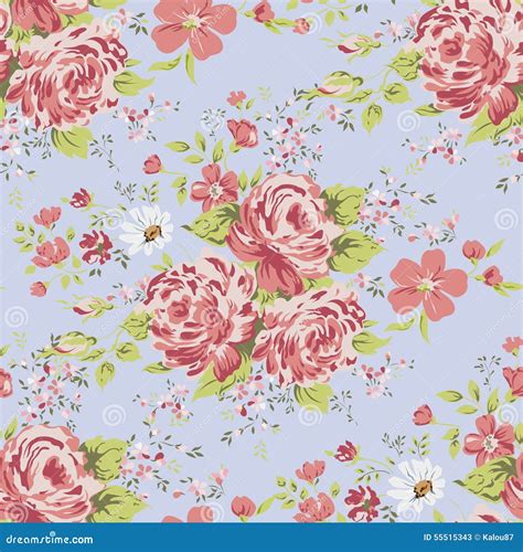 Wallpaper Seamless Vintage Pink Flower Pattern. Stock Illustration ...