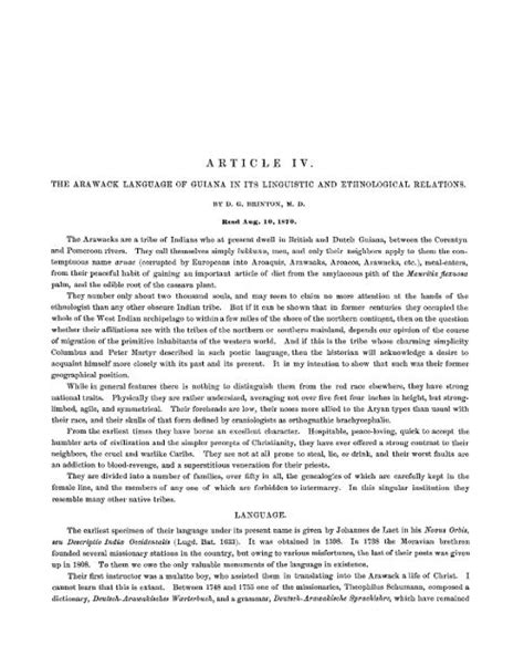 The Arawak Language of Guiana in its Linguistic and Ethnological Relations