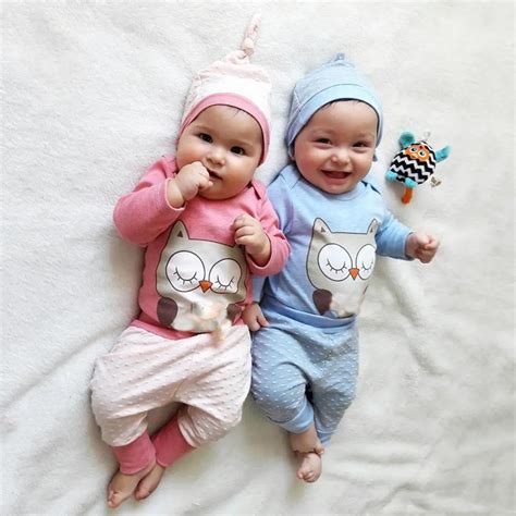 Cute Twins Owl Clothes Set Newborn Baby Girl Boy Long Sleeve Romper ...