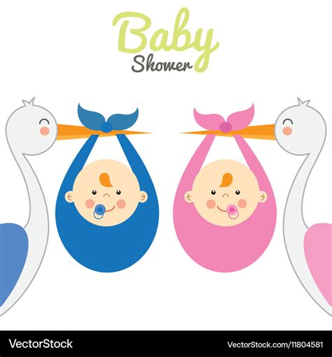 Twins baby shower Royalty Free Vector Image - VectorStock