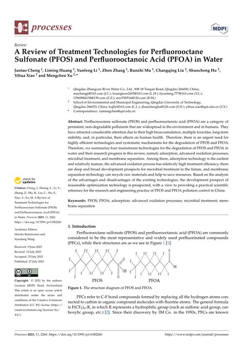 (PDF) A Review of Treatment Technologies for Perfluorooctane Sulfonate ...