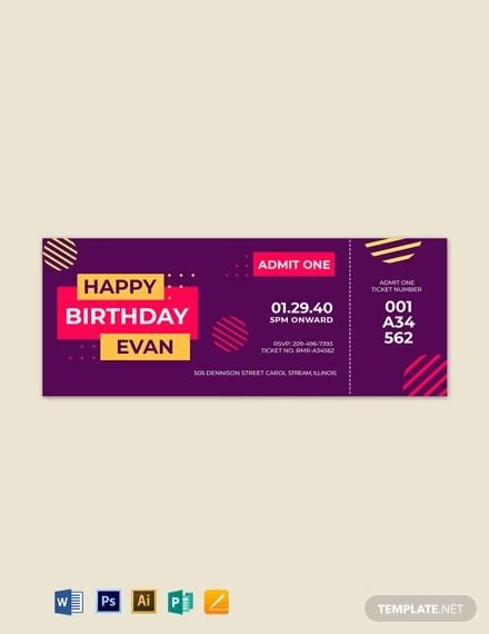 26+ Best Birthday Ticket Templates - Illustrator, Pages, InDesign ...