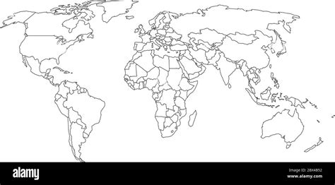 World map outline Black and White Stock Photos & Images - Alamy