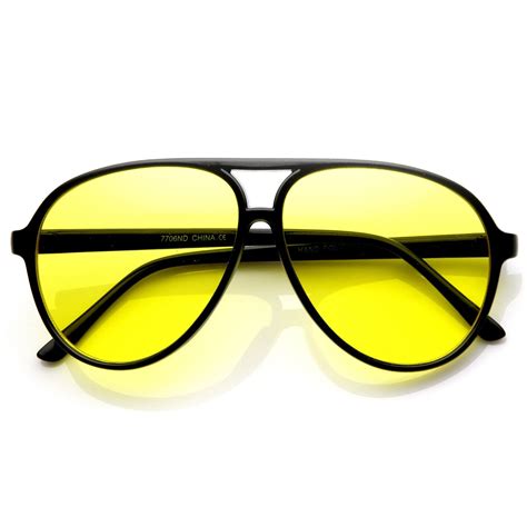 Retro 1980s Aviator Yellow Driving Lens Sunglasses - zeroUV